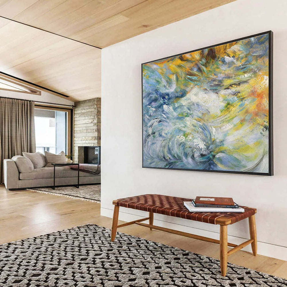 Custom-Made Giant Abstract Hand Painting for Villa Foyer DLZ2675