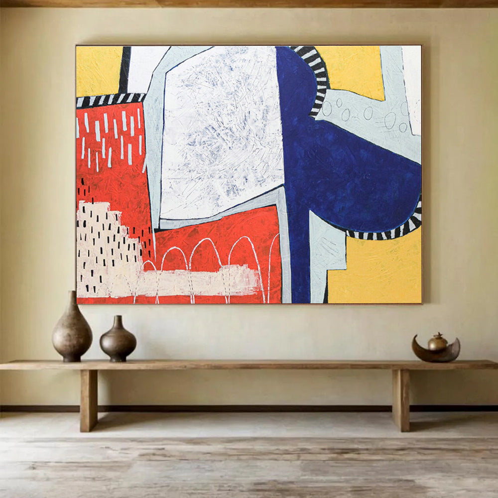 Large Custom Abstract Hand-Painted Art for Tropical Rainforest Treehouse Classroom DLZ2928