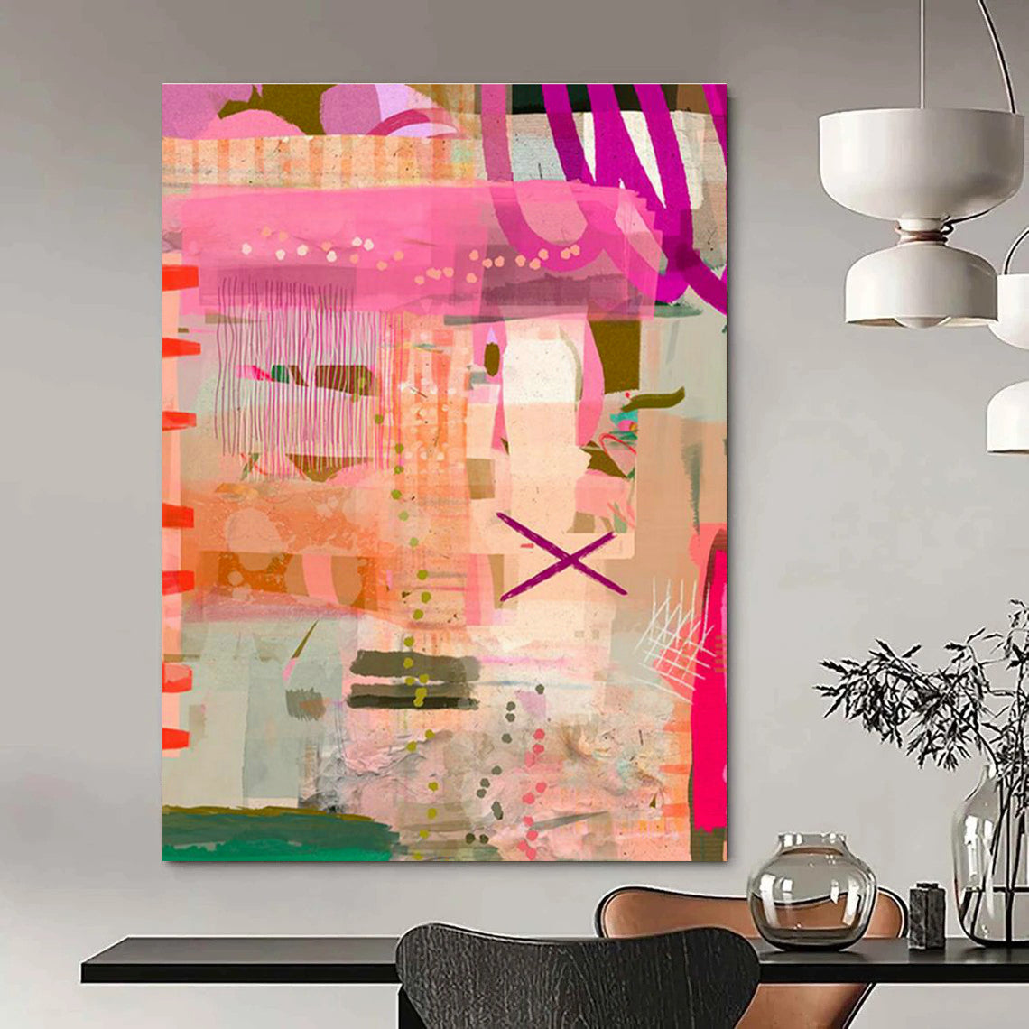 Massive Customizable Hand-Painted Abstract Canvas for Glamping Sites' Common Areas  DLZ0082