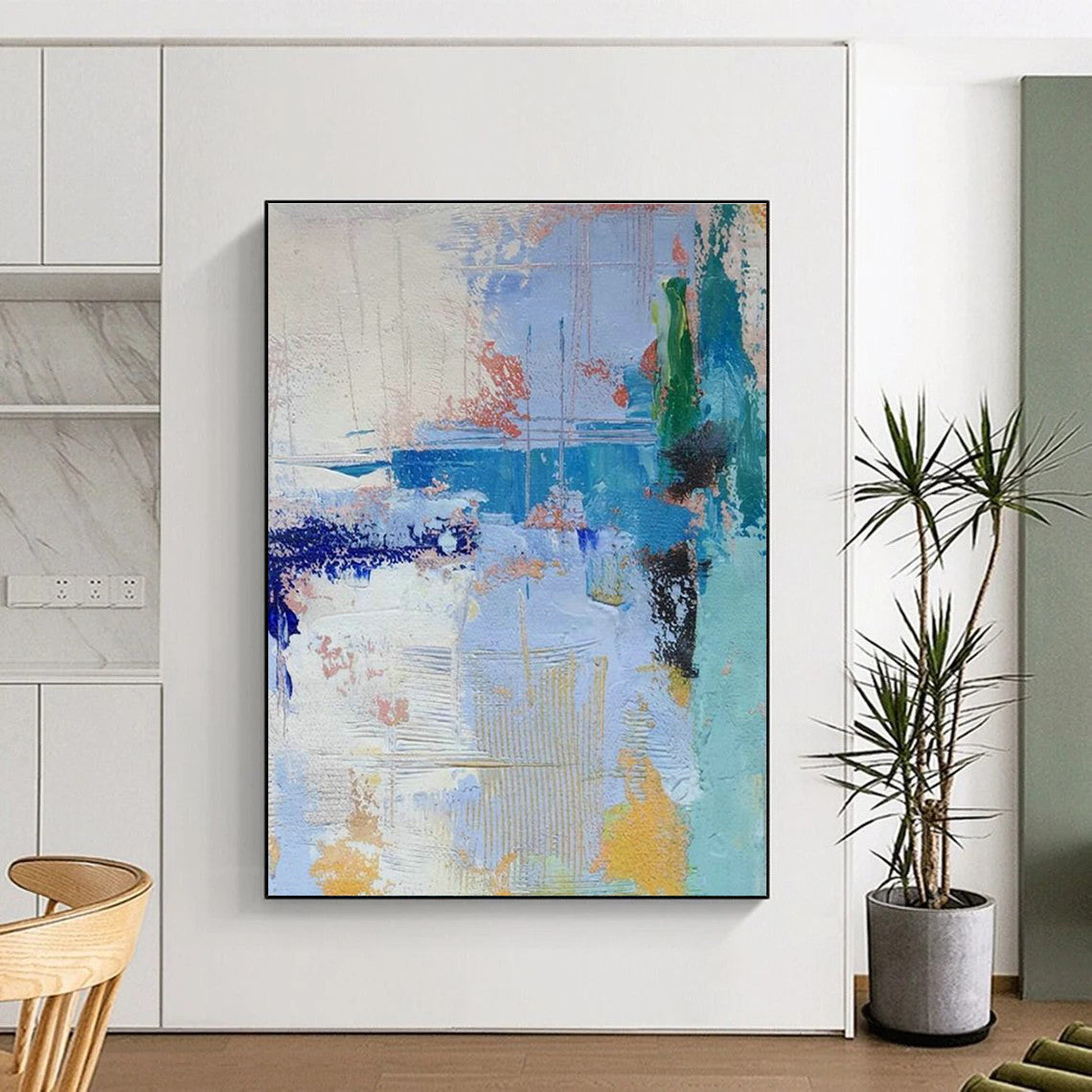 Immense Large-Scale Custom Hand-Painted Abstract Artwork - Rustic Serenity for Country Bed & Breakfasts  DLZ0335