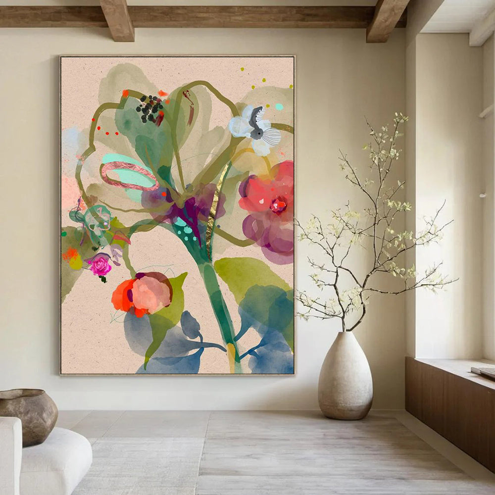 Jumbo Custom Hand-Painted Abstract Wall Art for Artisanal Cheese-Making Workshops  DLZ0083