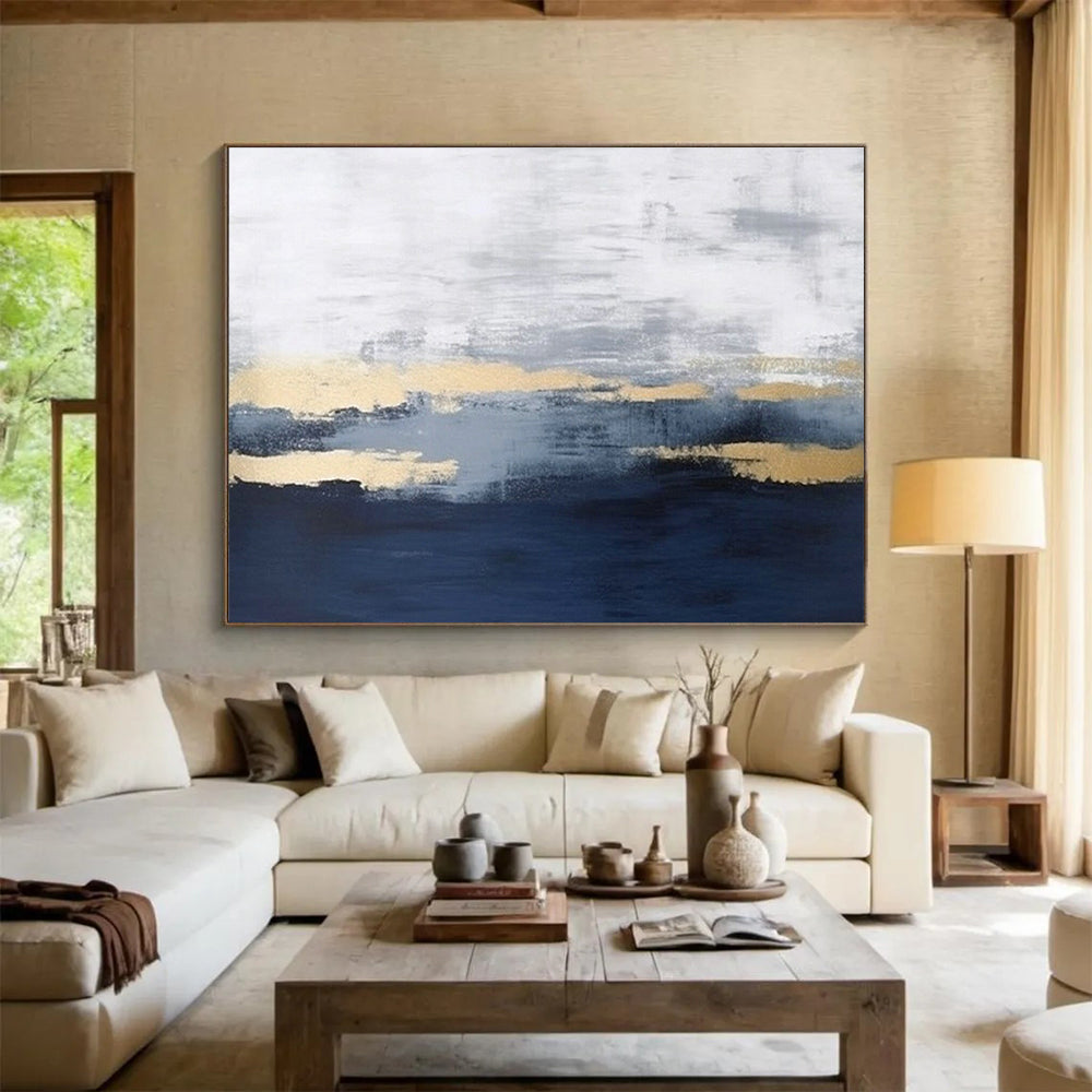 Customized Large Abstract Hand Painting for Subterranean Geothermal Power Plant Waste Heat Utilization Facility DLZ3170