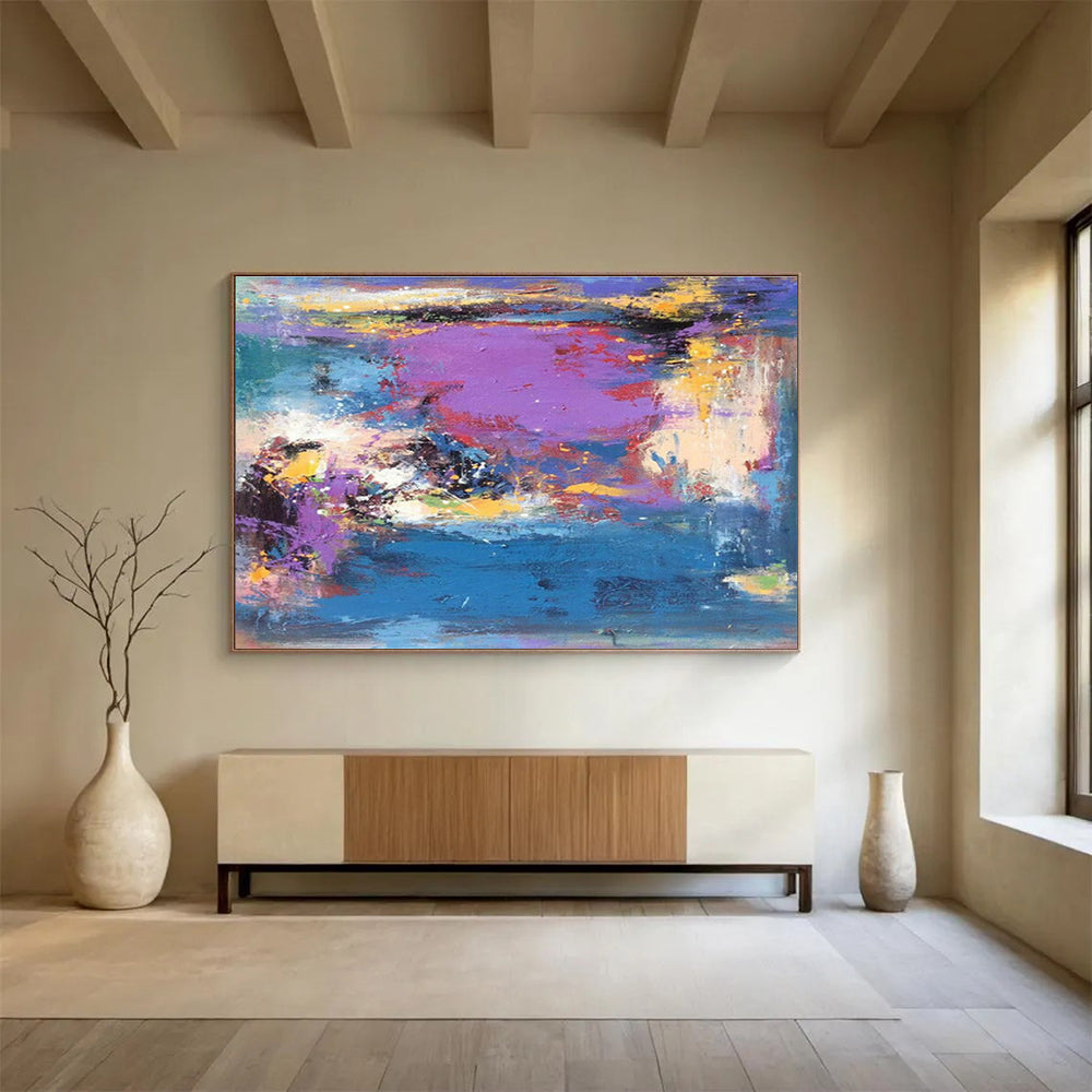Bespoke Underwater Data Center Oversized Abstract Hand-Painted Mural DLZ2545