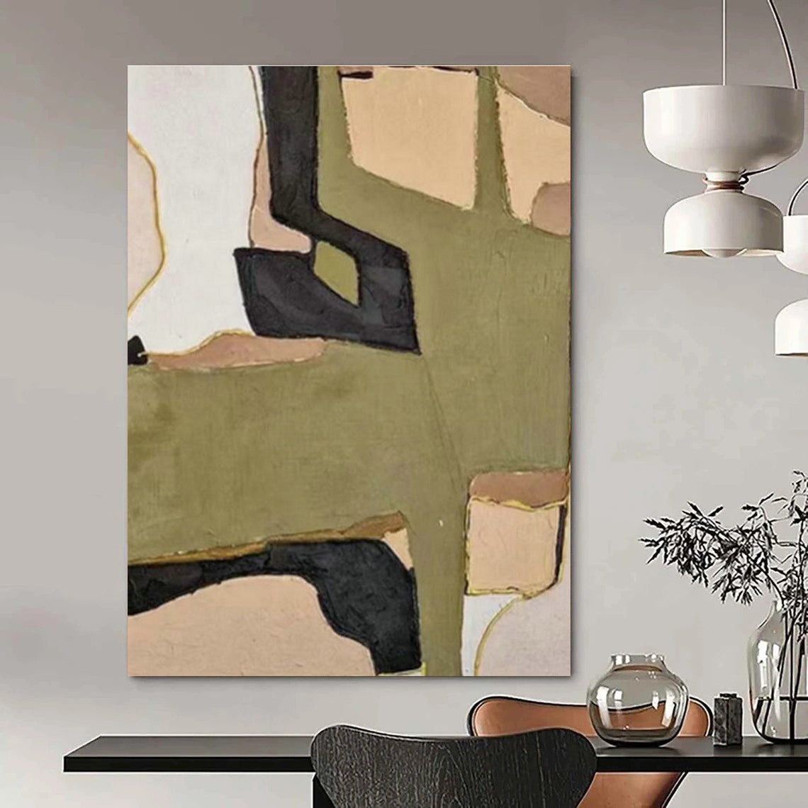Grand Custom Hand-Painted Abstract Artwork - Rustic Romance for Vineyard Tasting Rooms  DLZ0232