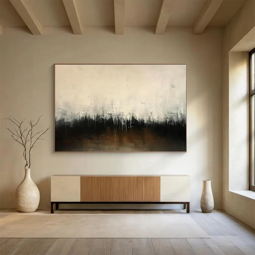 Light & Shadow Custom Hand-Painted Abstract Landscape for Dining Areas