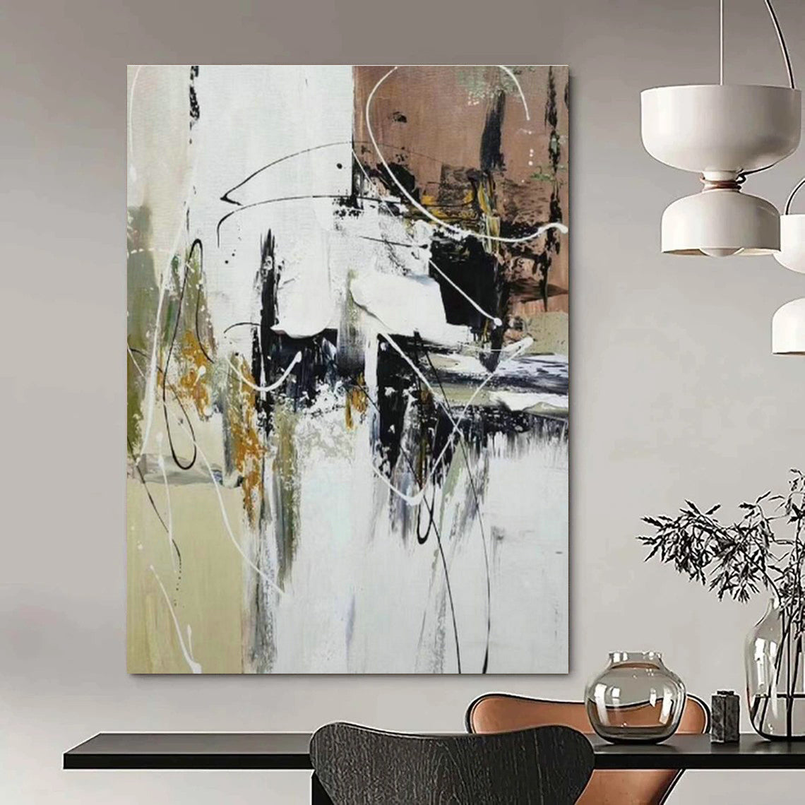 Grand Custom Hand-Painted Abstract Artwork - Artistic Prestige for High-End Wine Auctions  DLZ0320