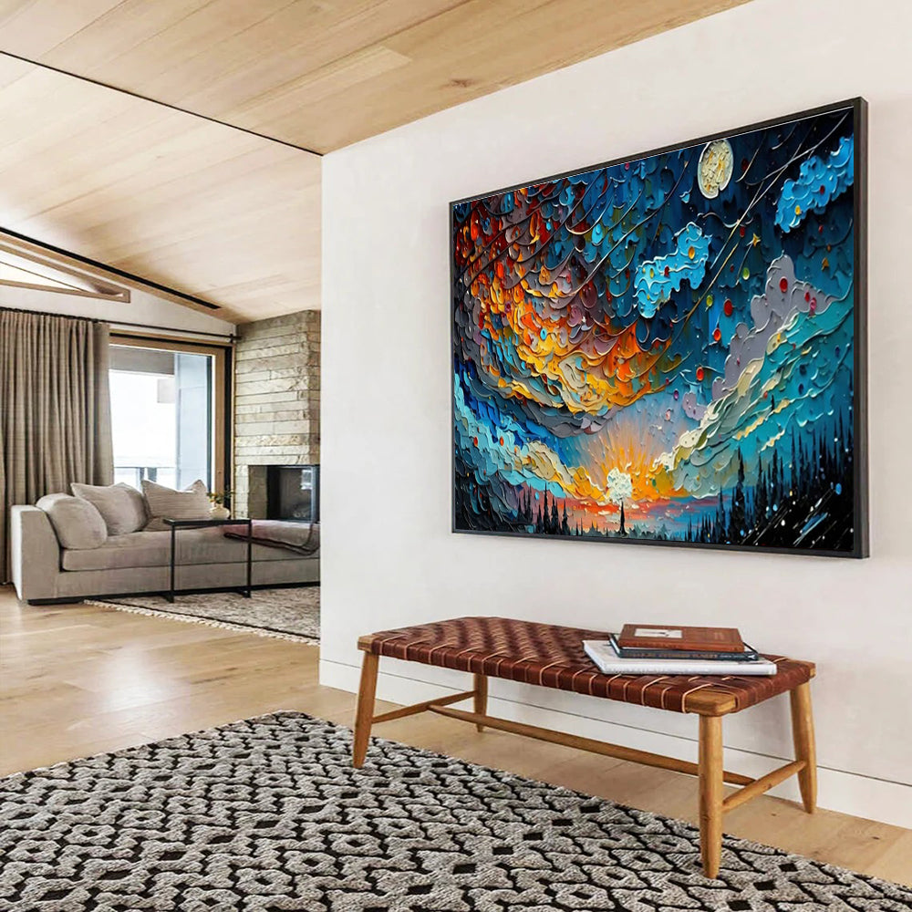Extra Large Custom Hand-Painted Abstract Canvas for Yoga Studios DLZ3262