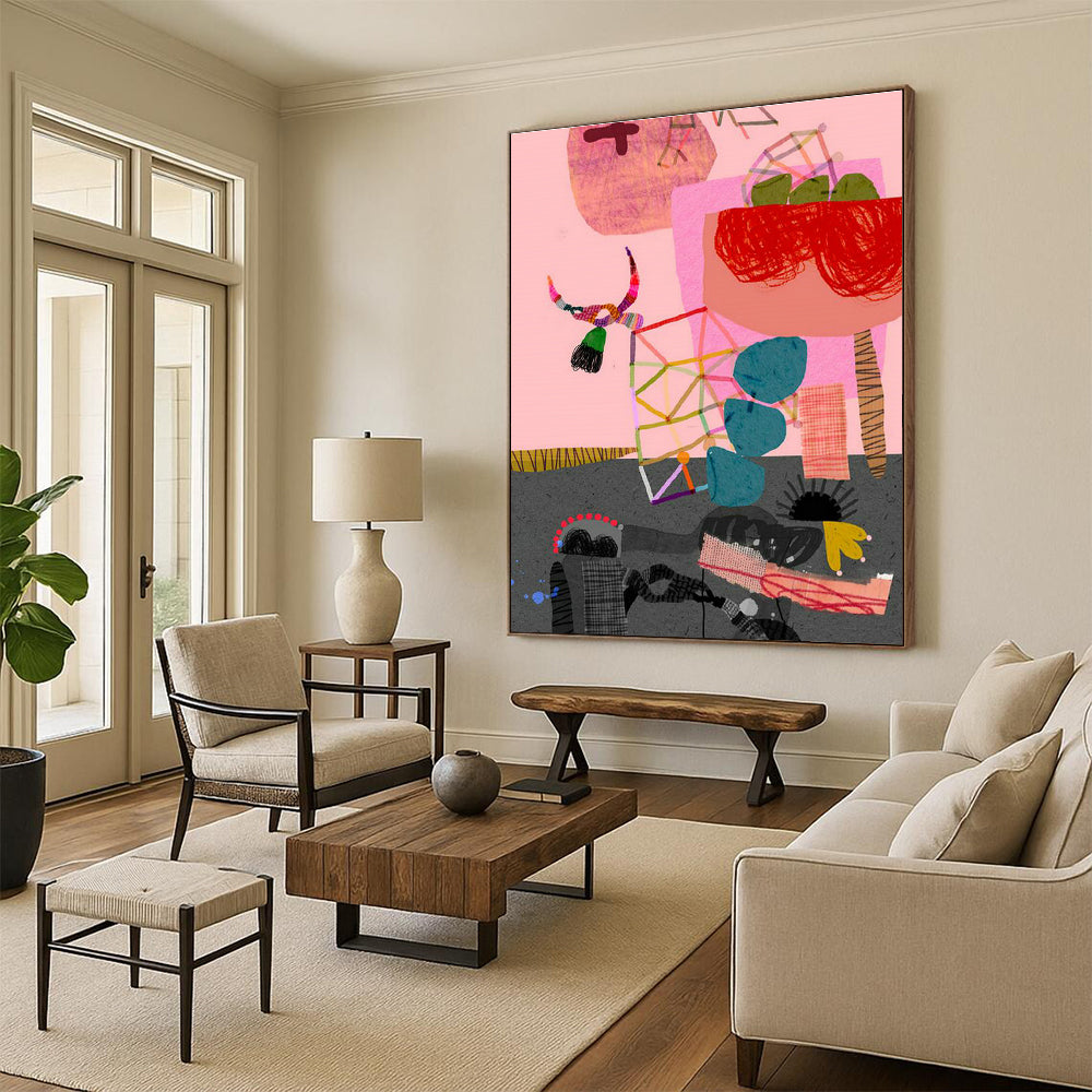 Immense Custom Hand-Painted Abstract Art - Inspiring Decor for School Halls  DLZ0166