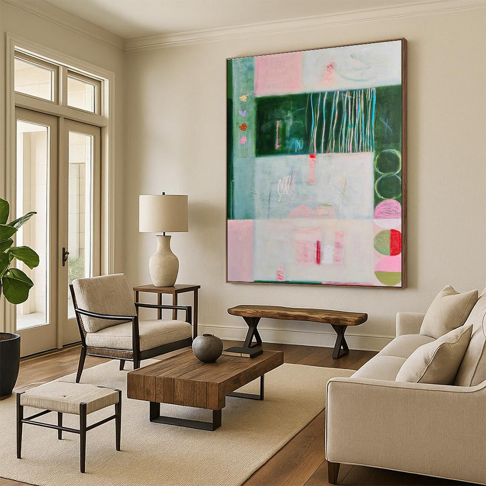 Large-Scale Customizable Hand-Painted Abstract Painting - Fun Art Decoration for Mahjong Rooms  DLZ0145