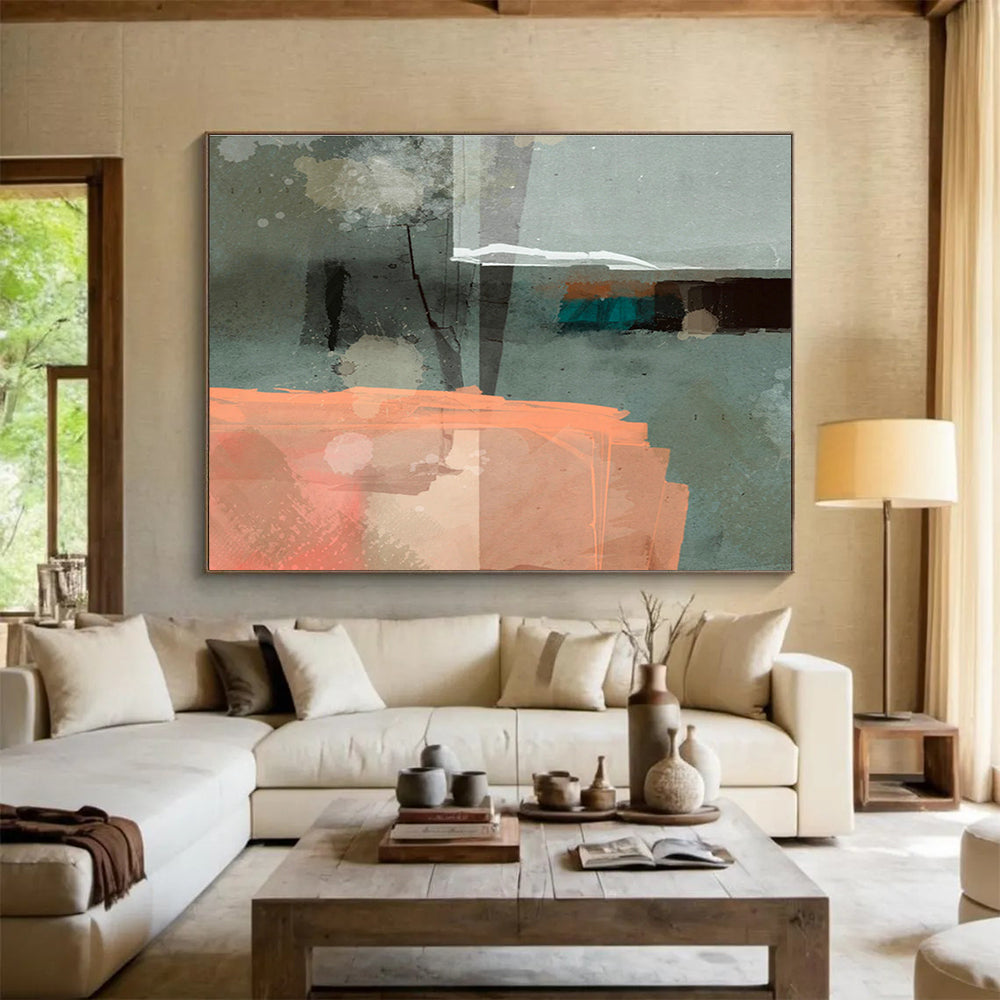 Customizable Giant Abstract Hand-Painted Art for Dining Room