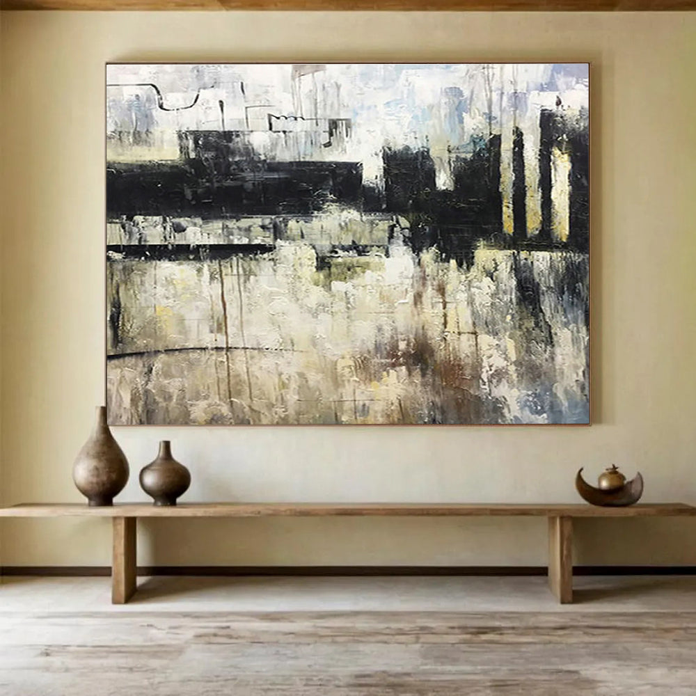 Customized Large Abstract Hand Painting for Antarctic Marine Phytoplankton Bloom Monitoring Station DLZ3101