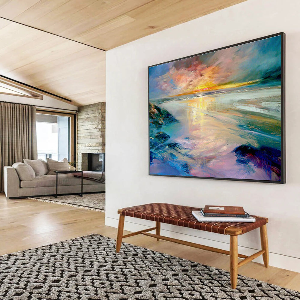 Bespoke Vertical Urban Aquarium Oversized Abstract Hand-Painted Art DLZ2597