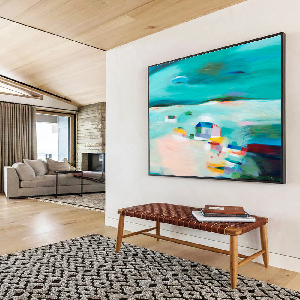 Interactive Magnetic Custom Hand-Painted Abstract for Collaborative Office Walls