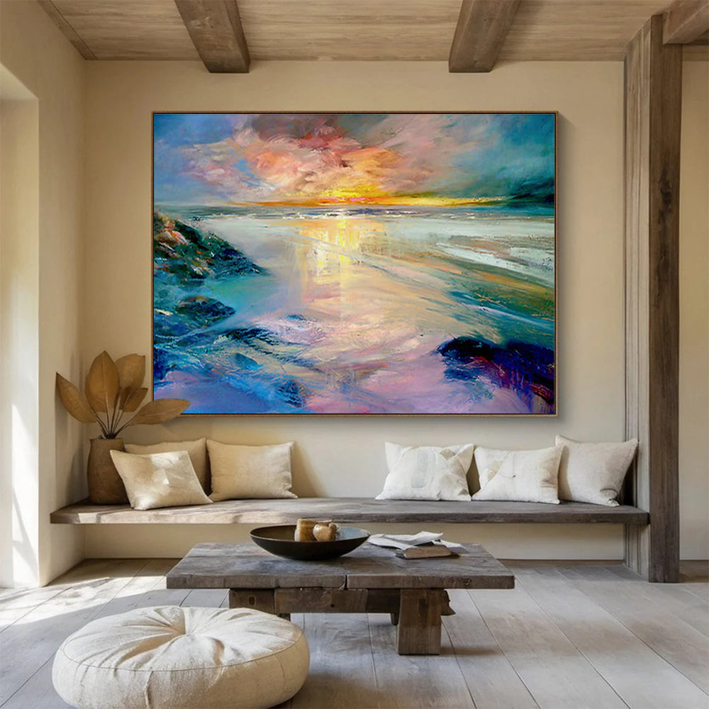 Bespoke Vertical Urban Aquarium Oversized Abstract Hand-Painted Art DLZ2597