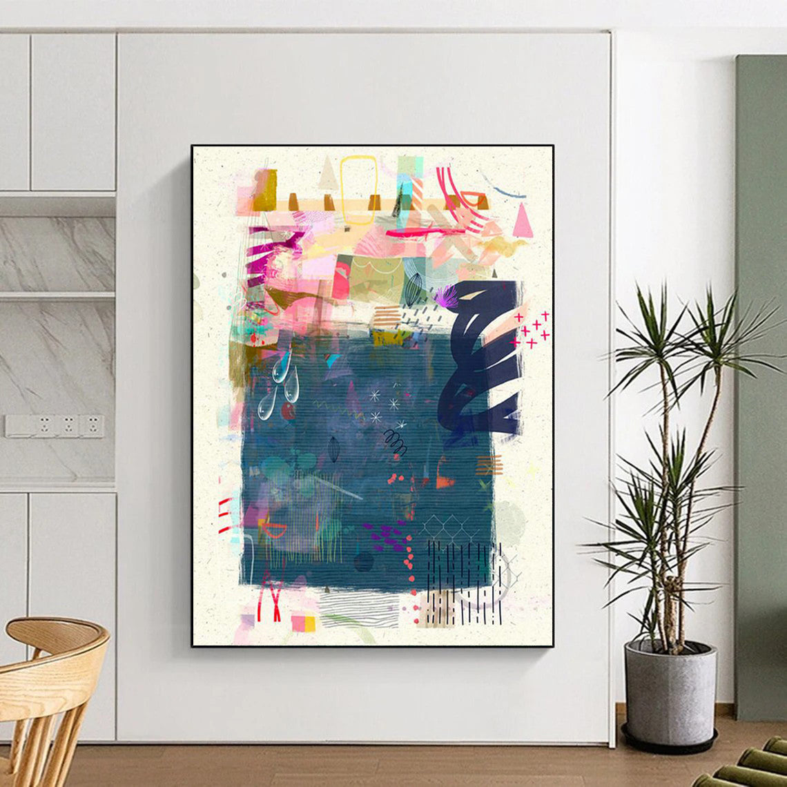 Oversized Custom Hand-Painted Abstract Canvas for Virtual Reality Gaming Tournaments  DLZ0096