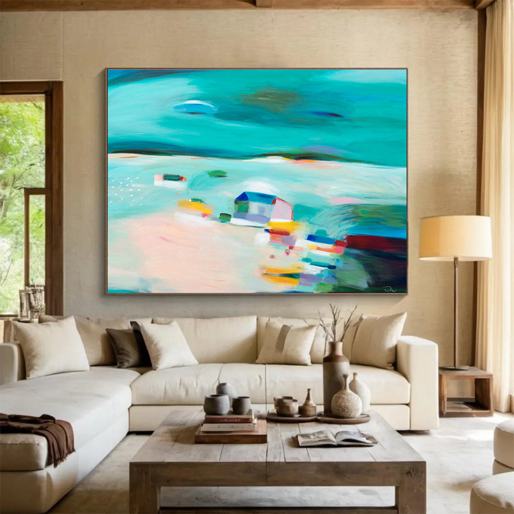 Interactive Magnetic Custom Hand-Painted Abstract for Collaborative Office Walls