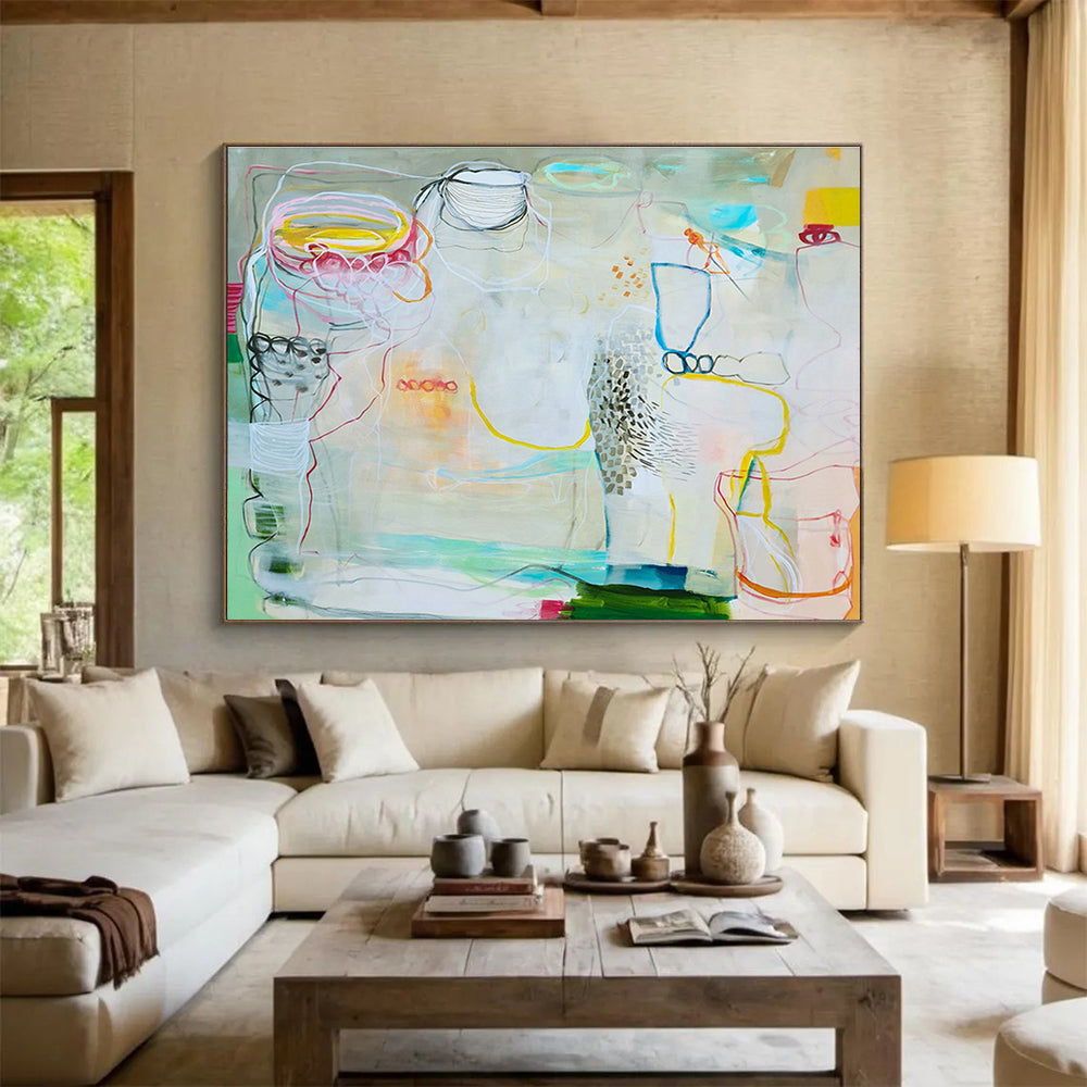 Customizable Large-Size Hand-Painted Abstract Painting for Living Room