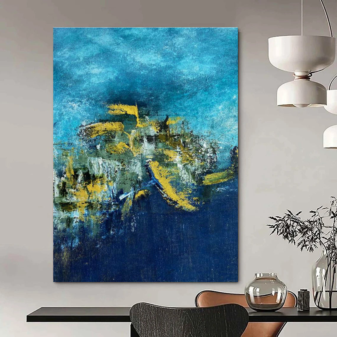 Oversized Custom Hand-Painted Abstract Wall Art for Virtual Reality Arcade Centers  DLZ0062
