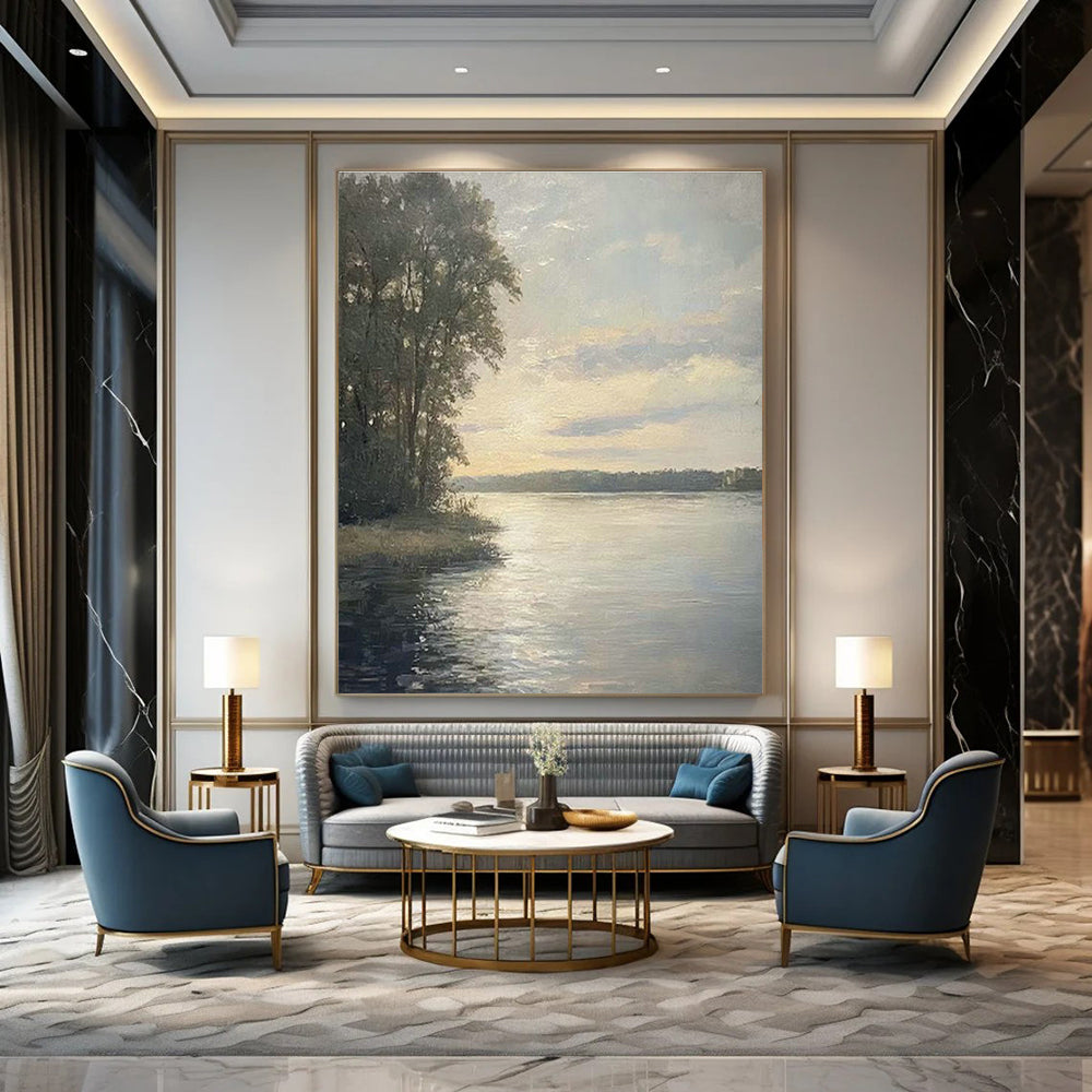 Grandiose Custom Hand-Painted Abstract Painting - Timeless Elegance for High-End Event Planning Studios  DLZ0237