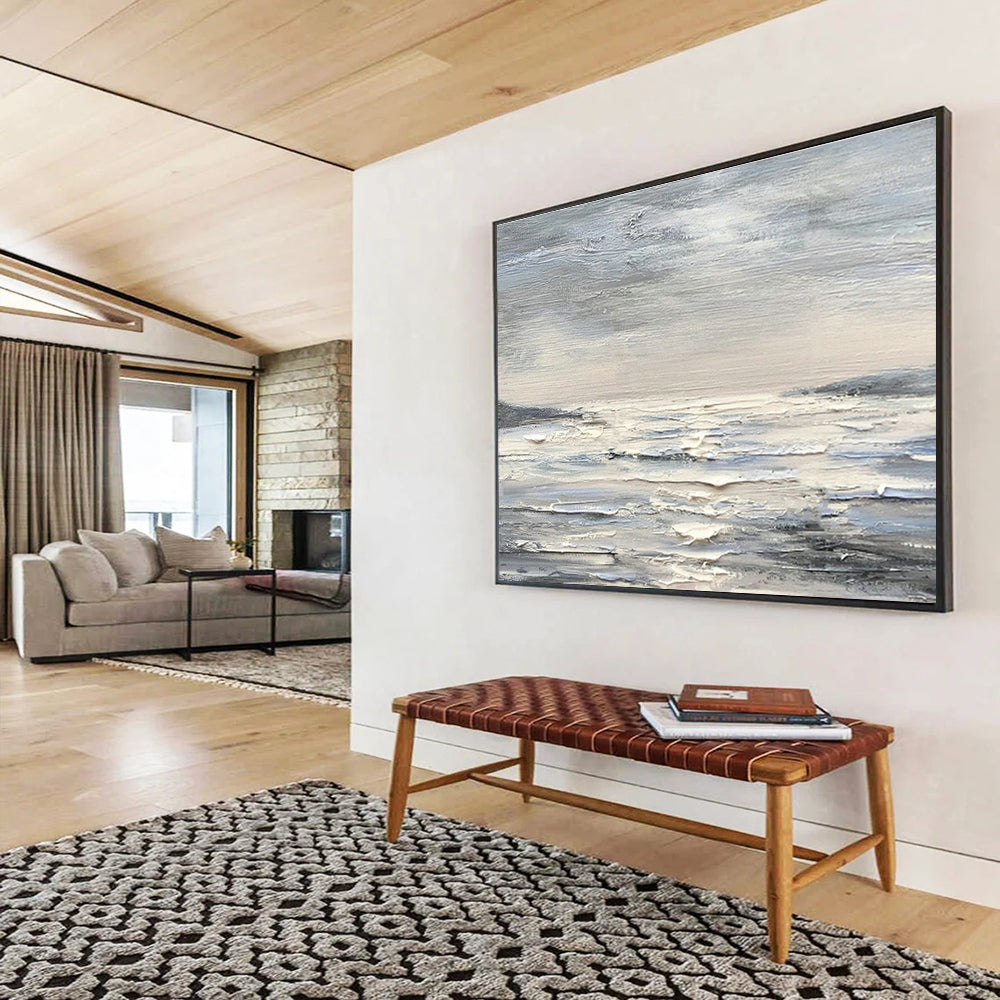 Customized Large Abstract Hand Painting for Antarctic Marine Mammal Tagging and Tracking Station DLZ3014