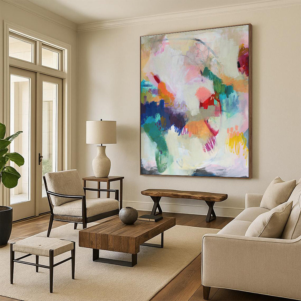 Statement-Making Large Custom Hand-Painted Abstract Painting - Ideal for Luxury Retail Stores  DLZ0149