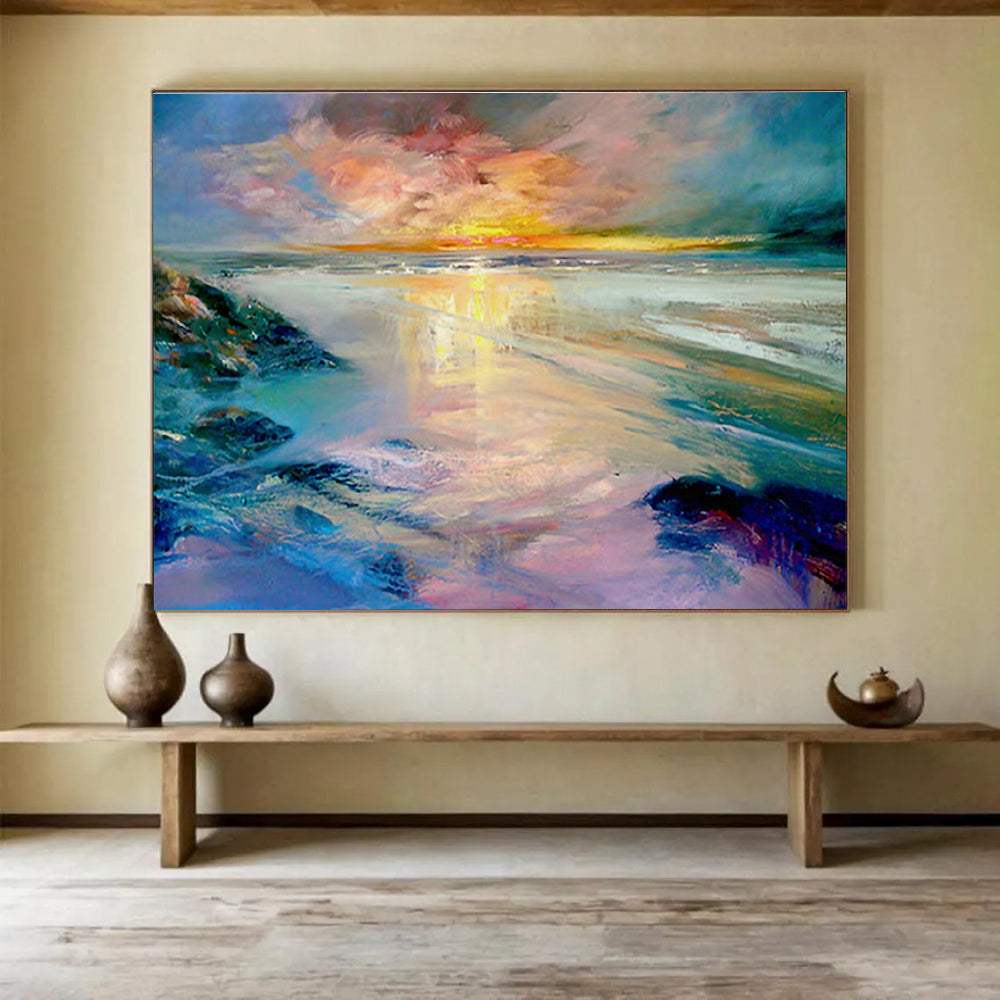 Bespoke Vertical Urban Aquarium Oversized Abstract Hand-Painted Art DLZ2597
