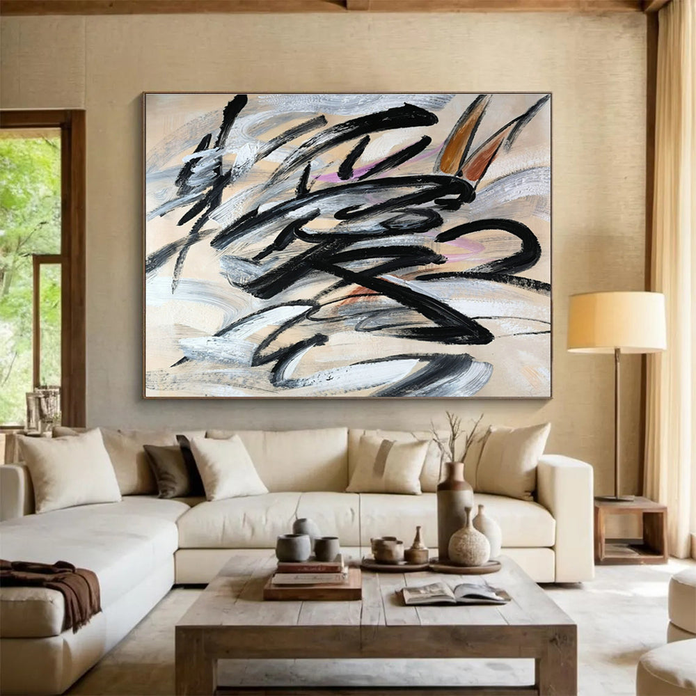 Bespoke Vertical Urban Vertical Aquarium Public Gallery Oversized Abstract Hand-Painted Art DLZ2673