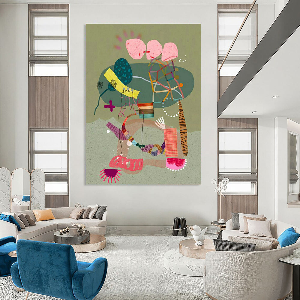 Immense Custom Hand-Painted Abstract Artwork - Engaging Decor for Museums  DLZ0175