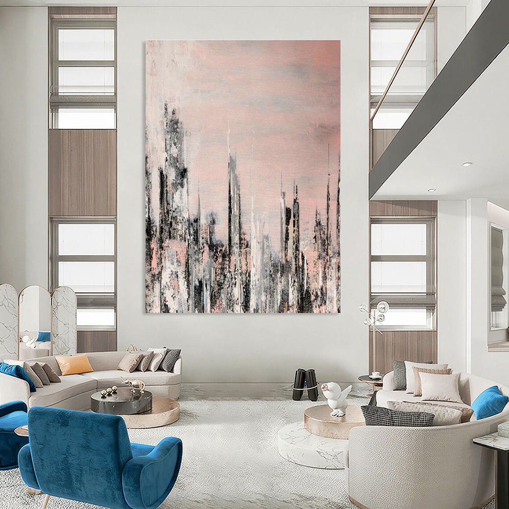 Titanic Customizable Handmade Abstract Canvas for Co-Living Community Lounges  DLZ0061