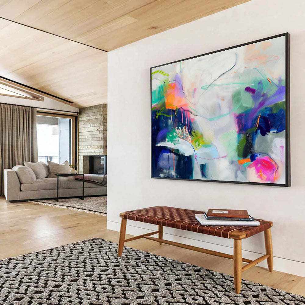 Oversized Custom Abstract Hand Painting for Virtual Event Hosting Platform Operations Room DLZ2880