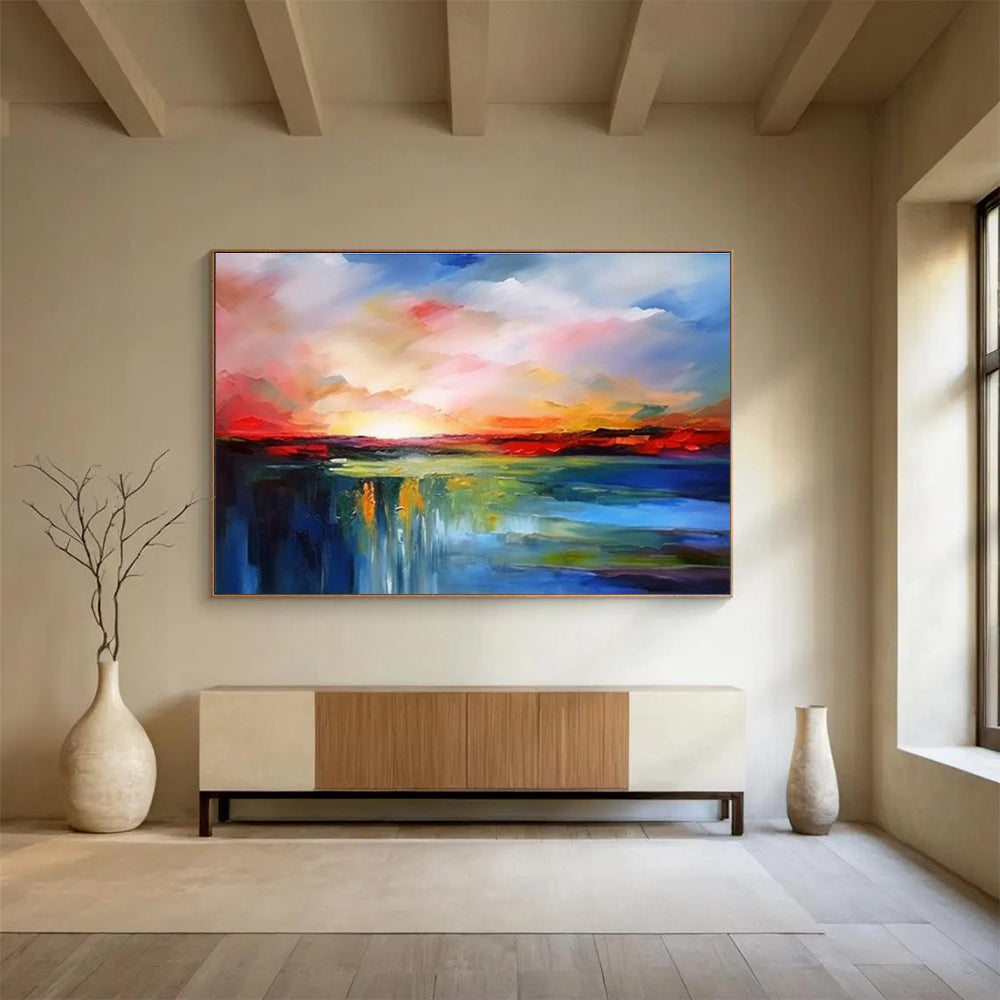 Bespoke Underwater Concert Hall Oversized Abstract Hand-Painted Art DLZ2541