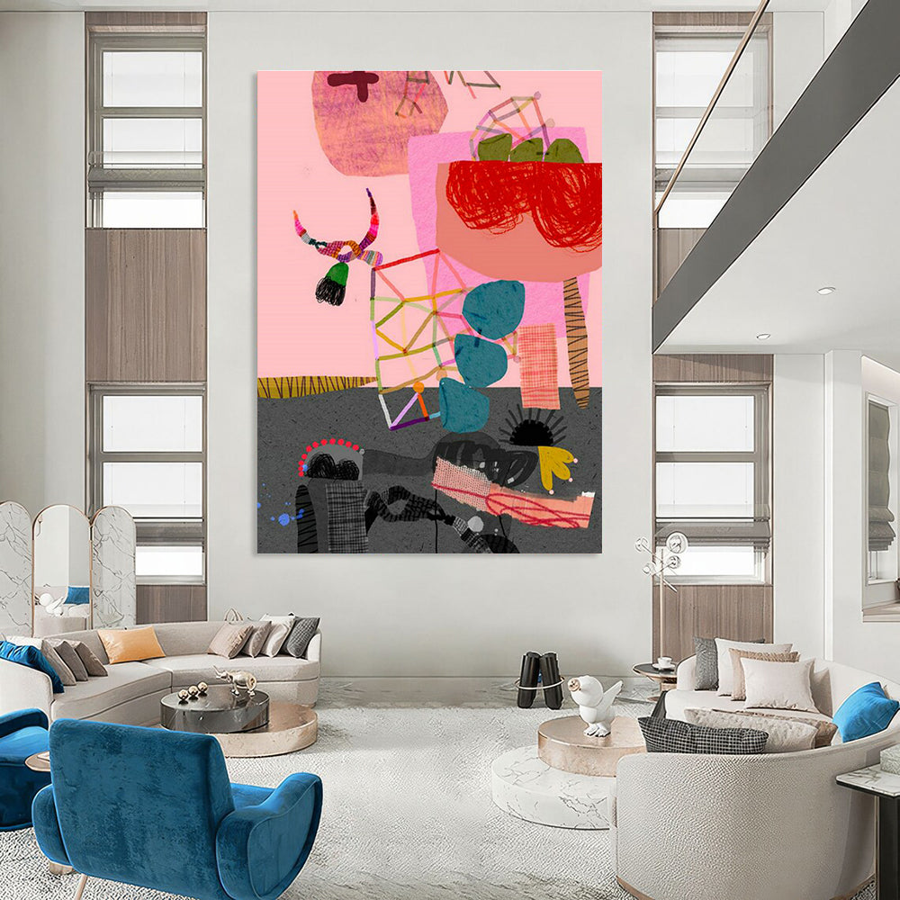 Immense Custom Hand-Painted Abstract Art - Inspiring Decor for School Halls  DLZ0166