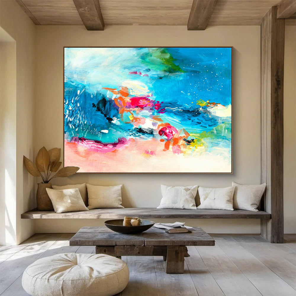 Textile Dye Custom Hand-Painted Abstract Art for Canopy Decor in Bedrooms