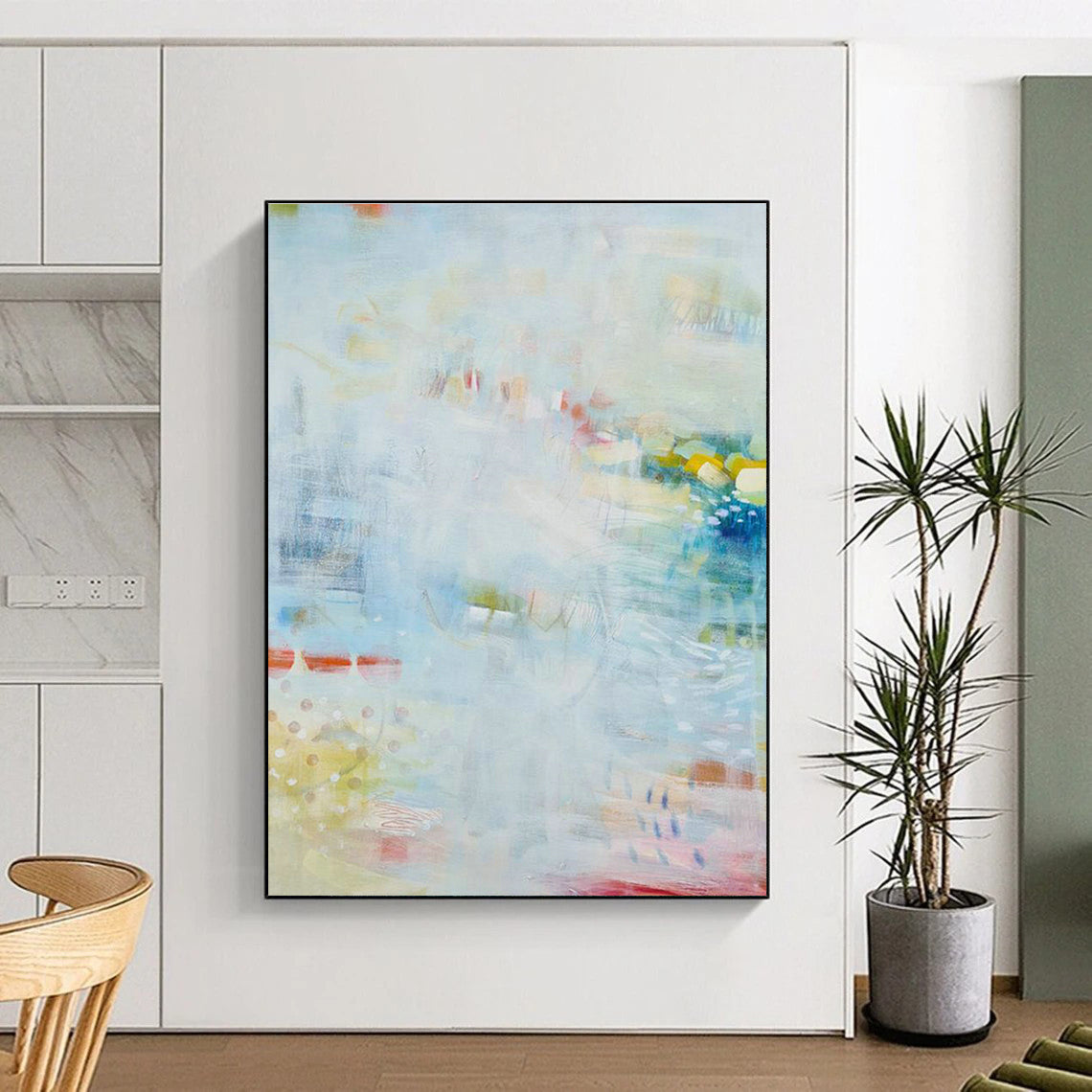 Extensive Custom Hand-Painted Abstract Canvas - Dynamic Look for Fitness Studios  DLZ0170