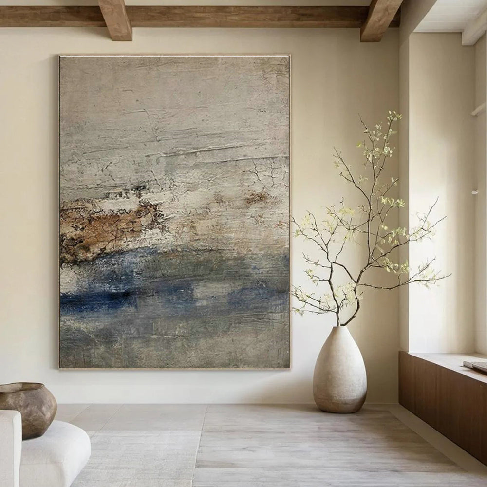 Expansive Custom Hand-Painted Abstract Canvas - Rustic Elegance for Cheese Tasting Rooms  DLZ0211