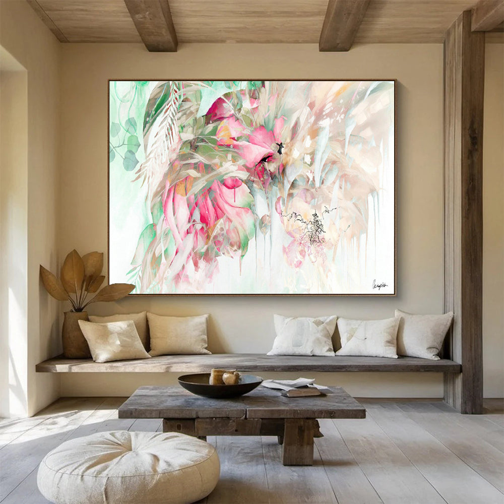 Oversized Custom Abstract Hand Painting for Jungle Safari Lodge Dining Pavilion DLZ2918