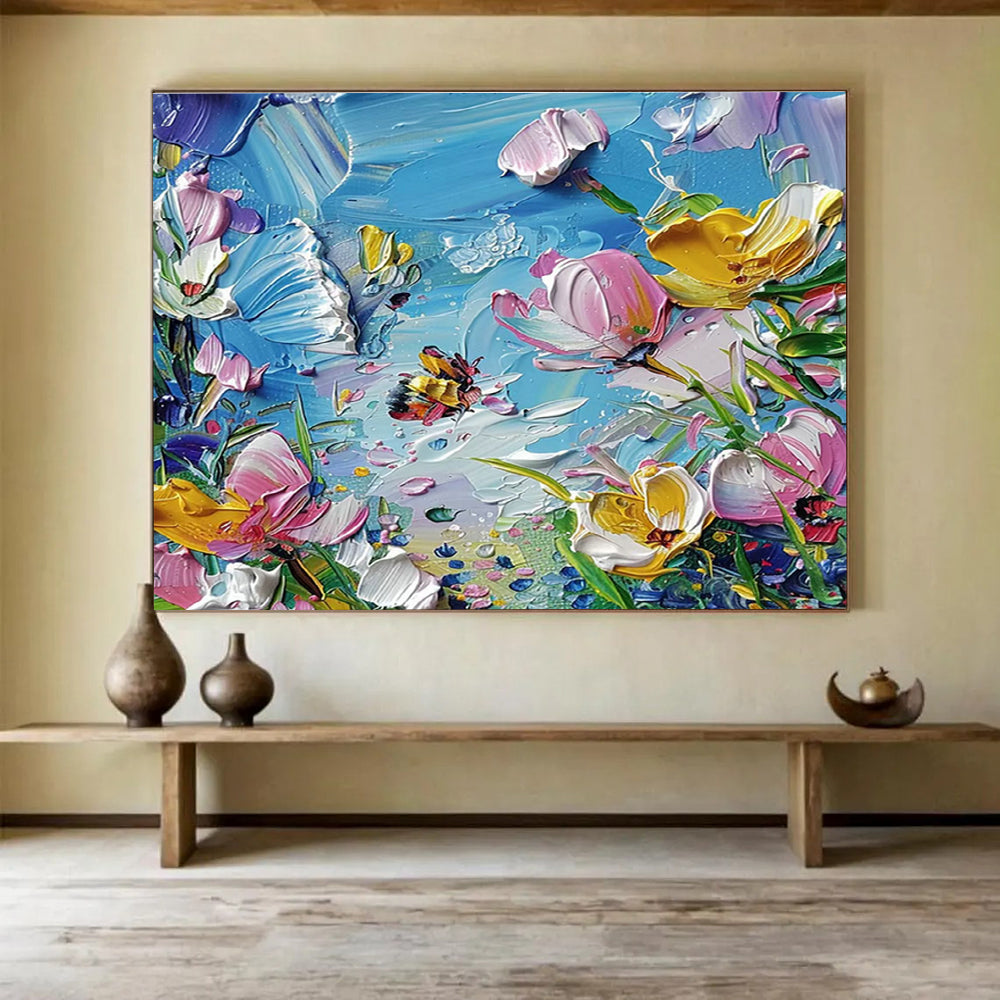 Oversized Custom Abstract Hand Painting for Arctic Freshwater River Food Web Dynamics and Trophic Interactions Research Station DLZ3218