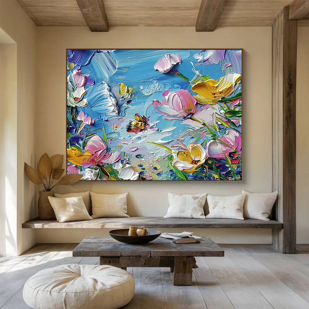 Oversized Custom Abstract Hand Painting for Arctic Freshwater River Food Web Dynamics and Trophic Interactions Research Station DLZ3218