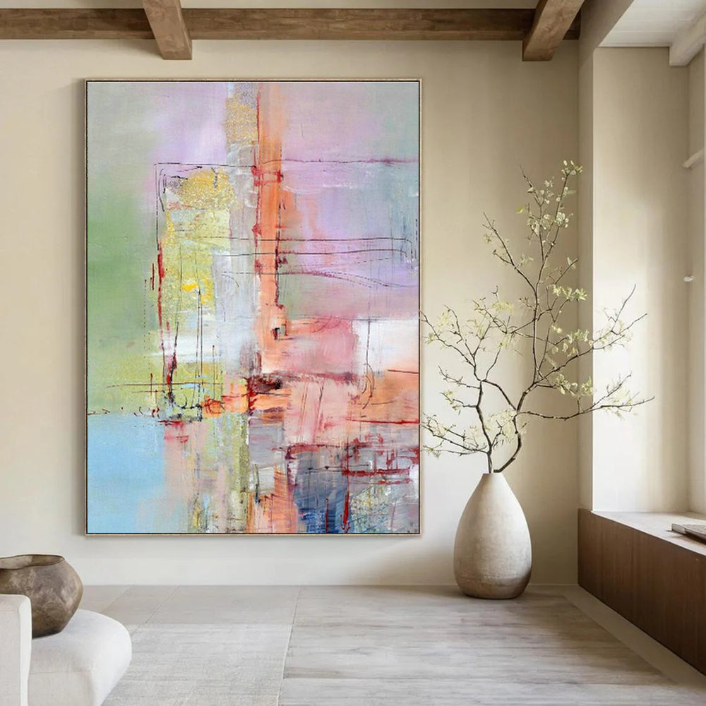 Striking Large Custom Hand-Painted Abstract Art - Artistic Breakthrough for Biotechnology Research Labs  DLZ0323
