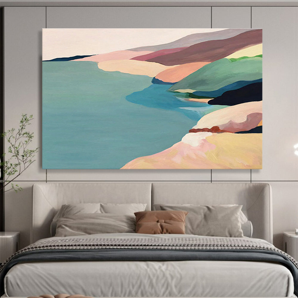 Oversized Custom Abstract Hand Painting for Deep-Sea Coral Reef Connectivity Research Project Office DLZ3125