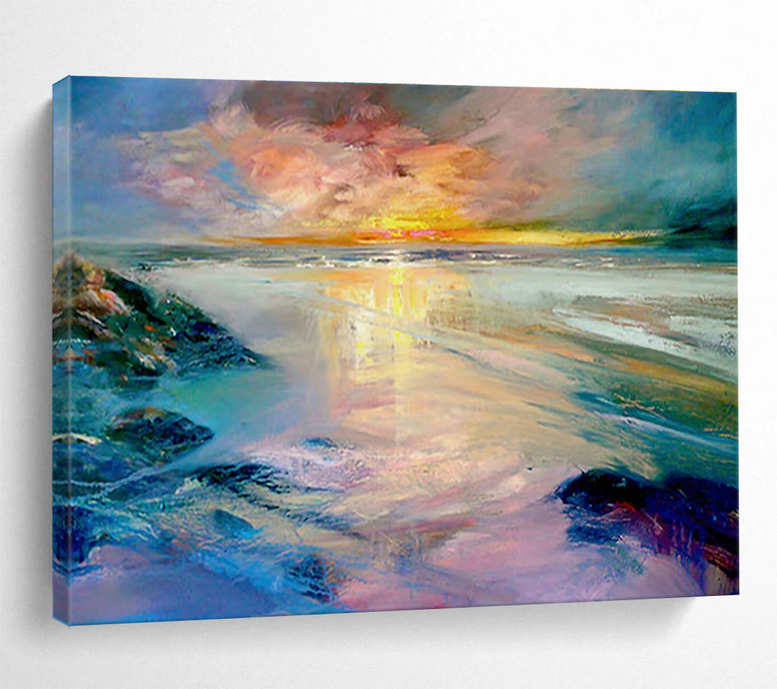 Bespoke Vertical Urban Aquarium Oversized Abstract Hand-Painted Art DLZ2597
