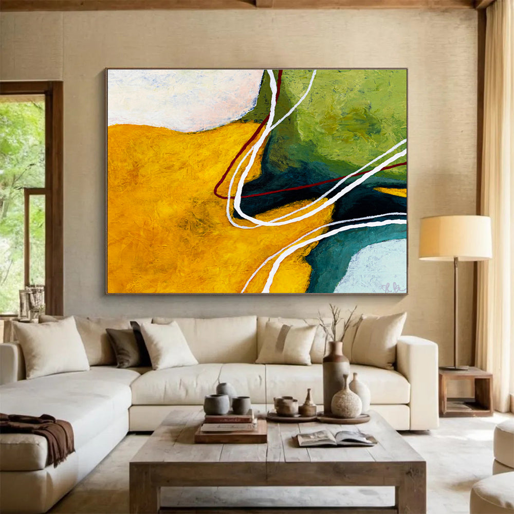 Oversized Custom Hand-Painted Abstract Art for High-Altitude Glider Airport Terminal DLZ2935