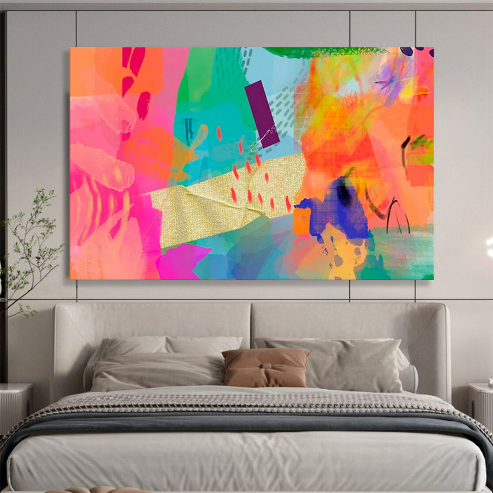 Bespoke Vertical Entertainment Complex Oversized Abstract Hand-Painted Mural DLZ2583