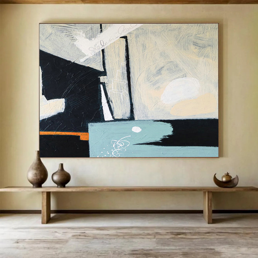 Custom-Made Giant Abstract Hand Painting for Floating Solar Farm Operations Hub DLZ2930