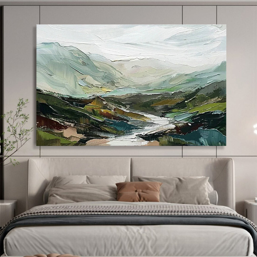 Oversized Custom Abstract Hand Painting for Offshore Ocean Wave Energy Converter R&D Center DLZ3109