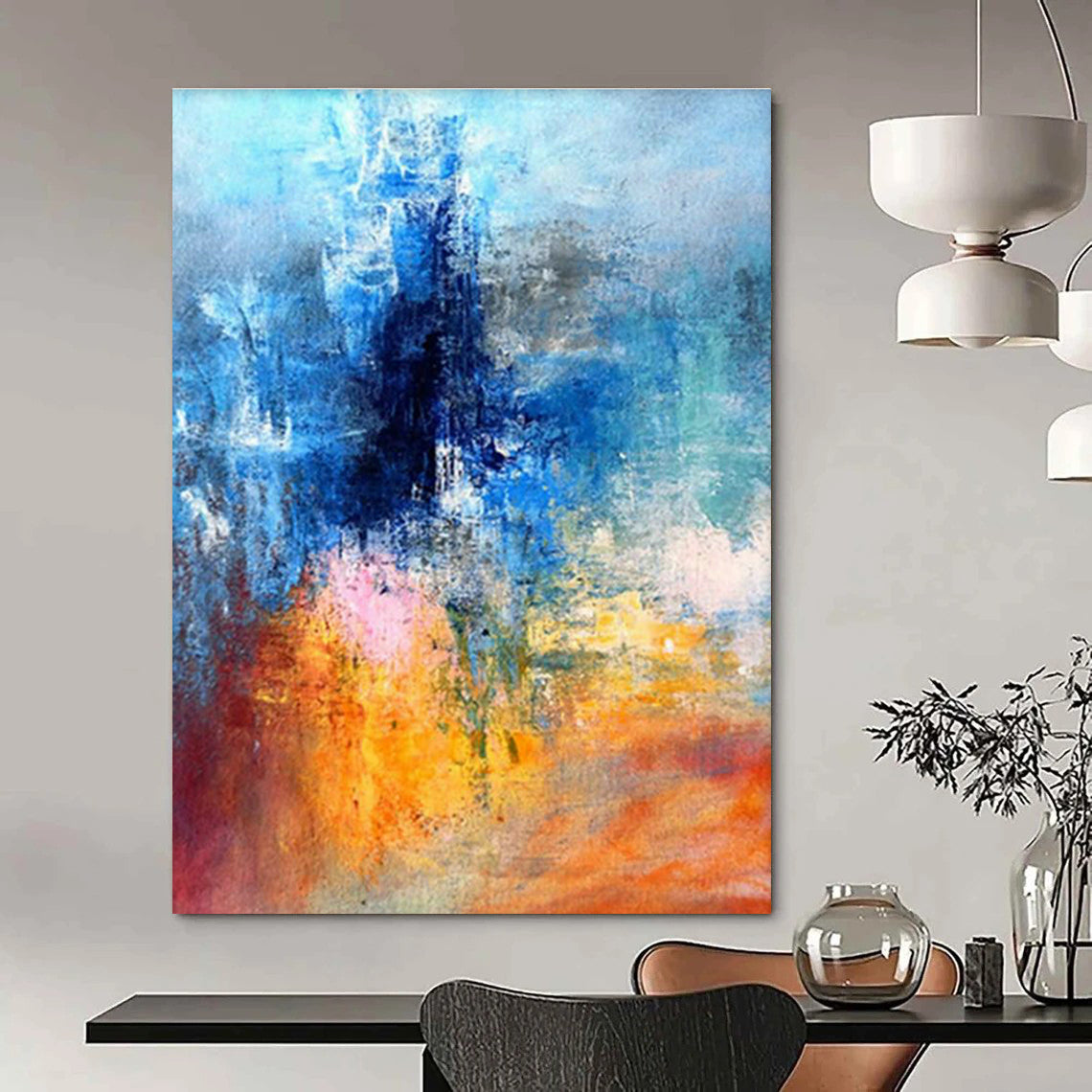 Oversized Custom Hand-Painted Abstract Wall Art for Antique Stores  DLZ0003