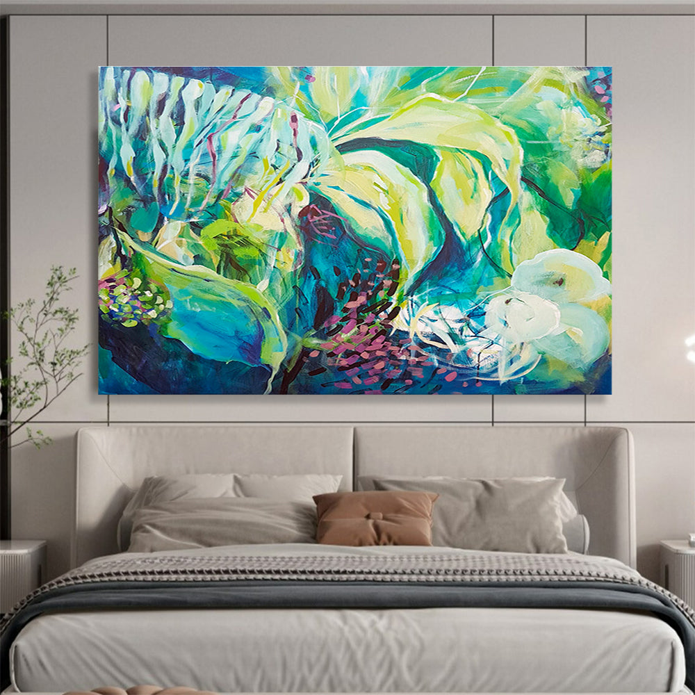 Rustic Wood Panel Custom Hand-Painted Abstract with Crackle Effect for Vintage Bars