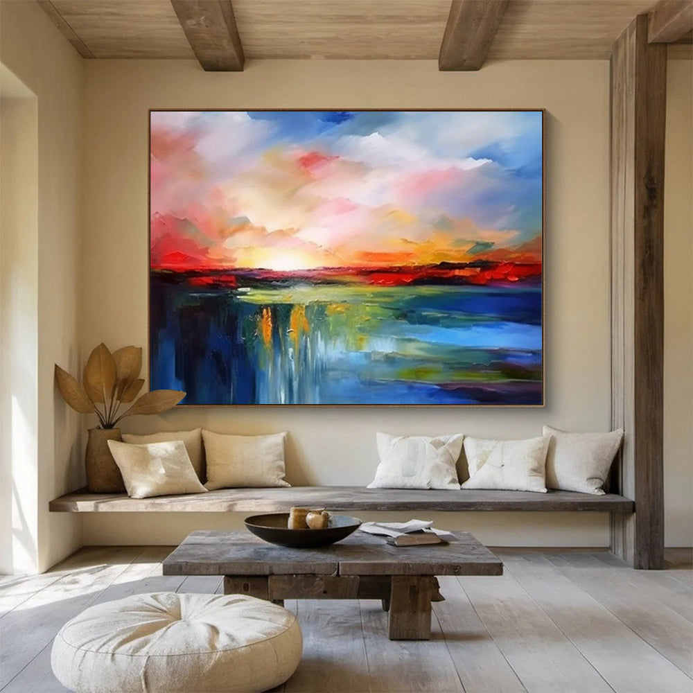 Bespoke Underwater Concert Hall Oversized Abstract Hand-Painted Art DLZ2541