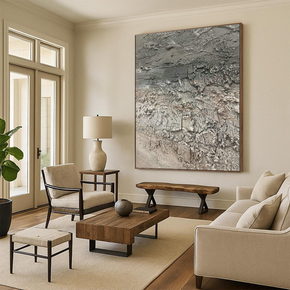 Extensive Large-Scale Custom Hand-Painted Abstract Artwork - Cozy Ambiance for Mountain Lodges  DLZ0184