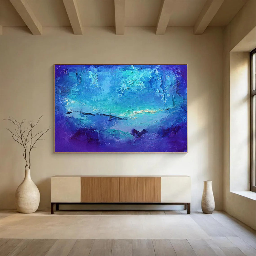 Oversized Custom Abstract Hand Painting for Arctic Freshwater River Ecosystem Restoration Project Office DLZ3104